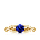 Certified Lab Created Blue Sapphire Solitaire Ring with Surprise Diamond Lab Created Blue Sapphire - ( AAAA ) - Quality - Rosec Jewels