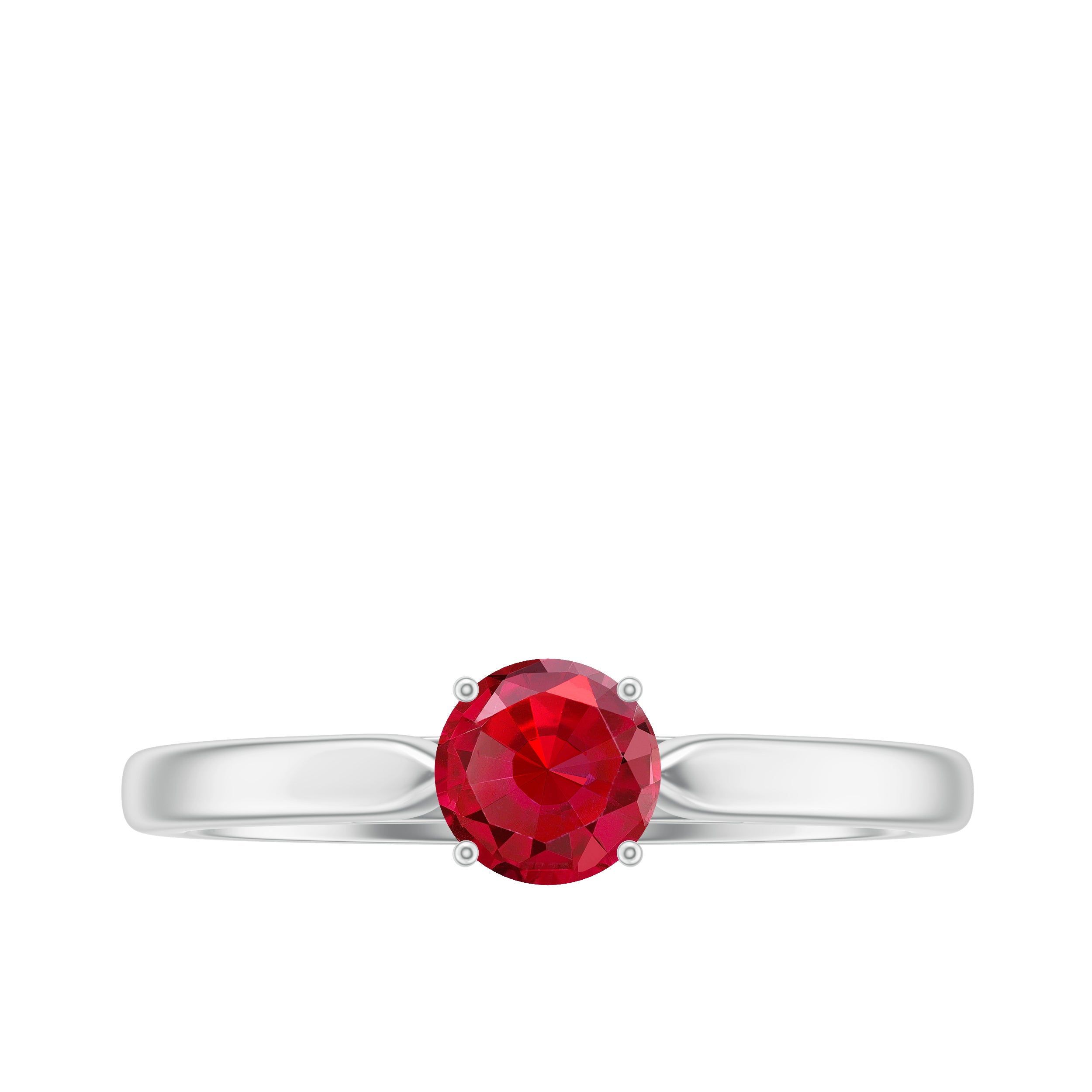 5 MM Round Created Ruby Solitaire Promise Ring Lab Created Ruby - ( AAAA ) - Quality - Rosec Jewels