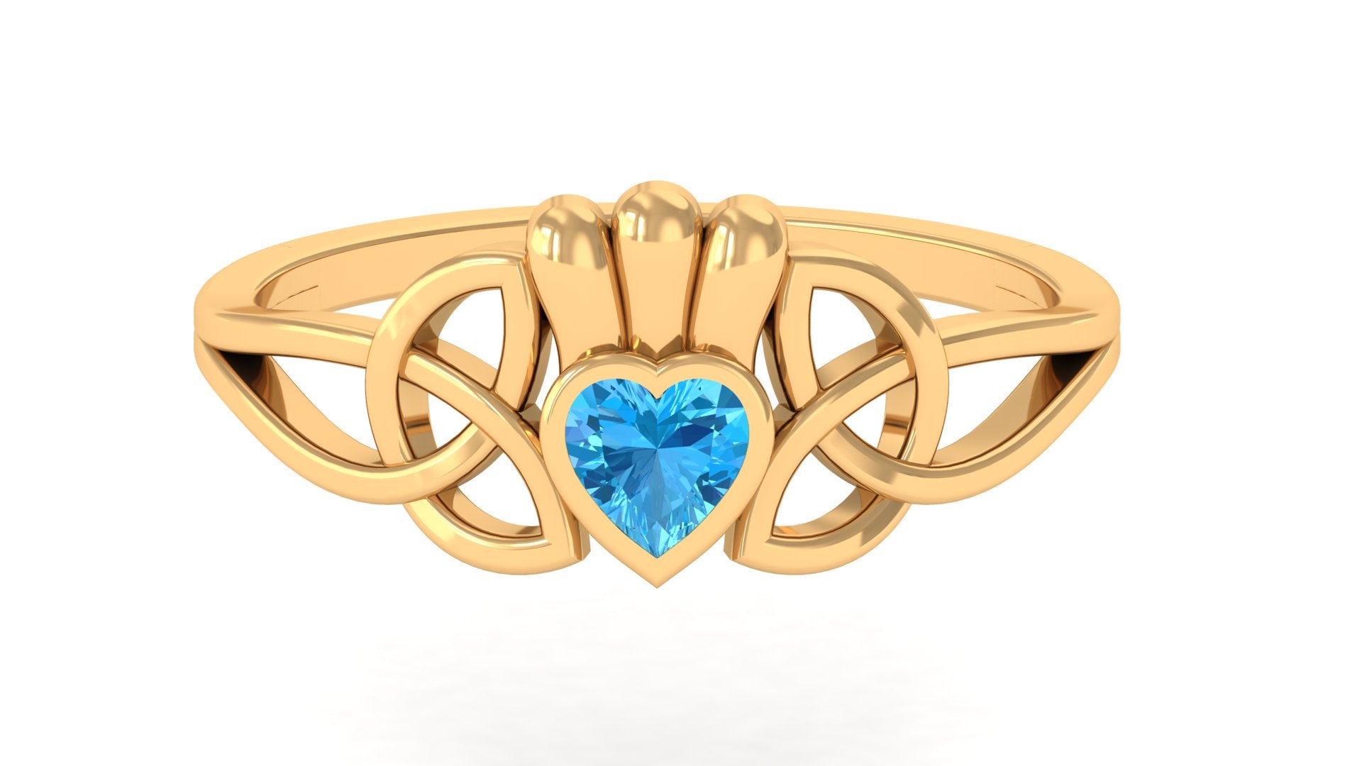 1/2 CT Heart Cut Swiss Blue Topaz Celtic Knot Promise Ring Swiss Blue Topaz - ( AAA ) - Quality - Rosec Jewels