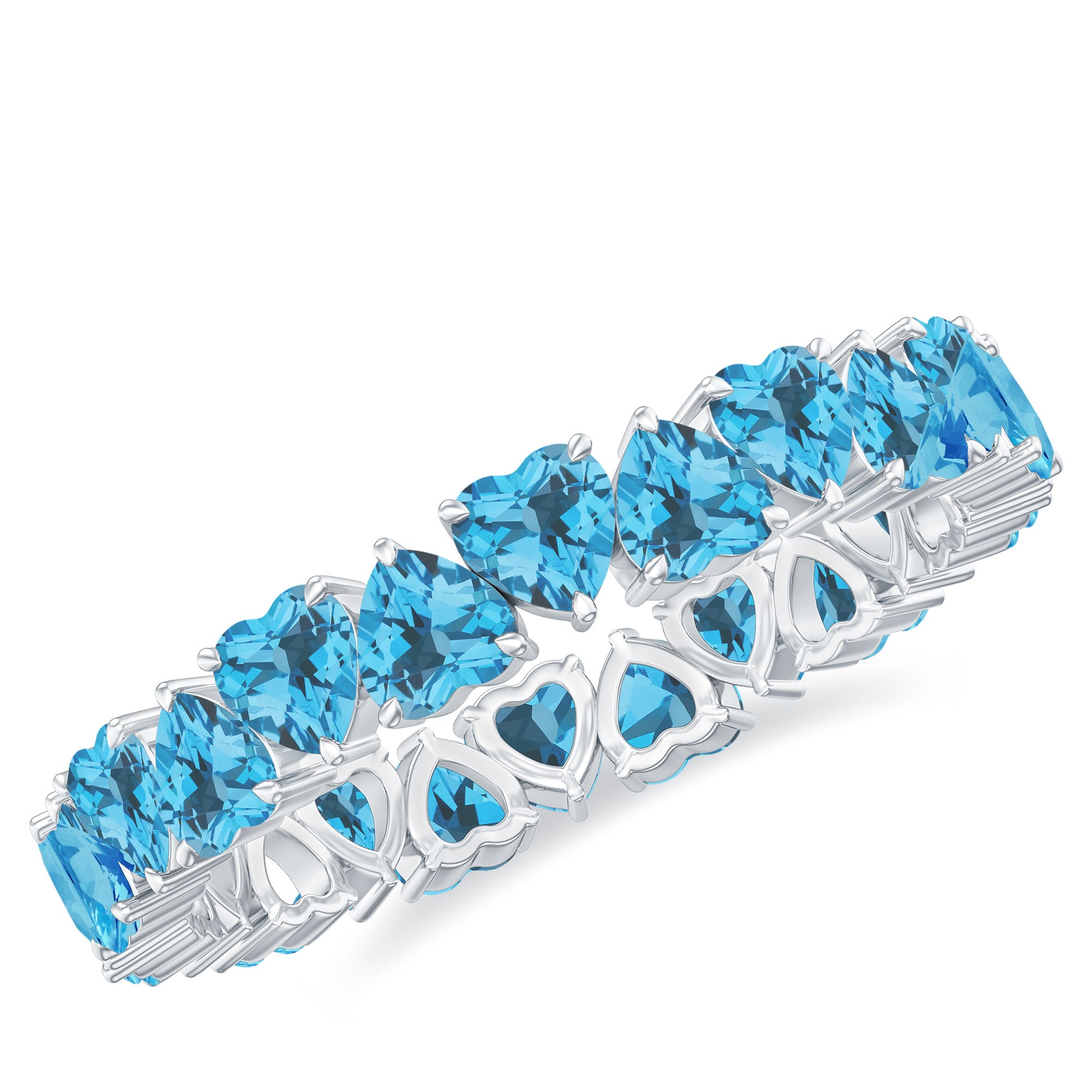 Minimal Heart Shape Swiss Blue Topaz Full Eternity Band Ring Swiss Blue Topaz - ( AAA ) - Quality - Rosec Jewels