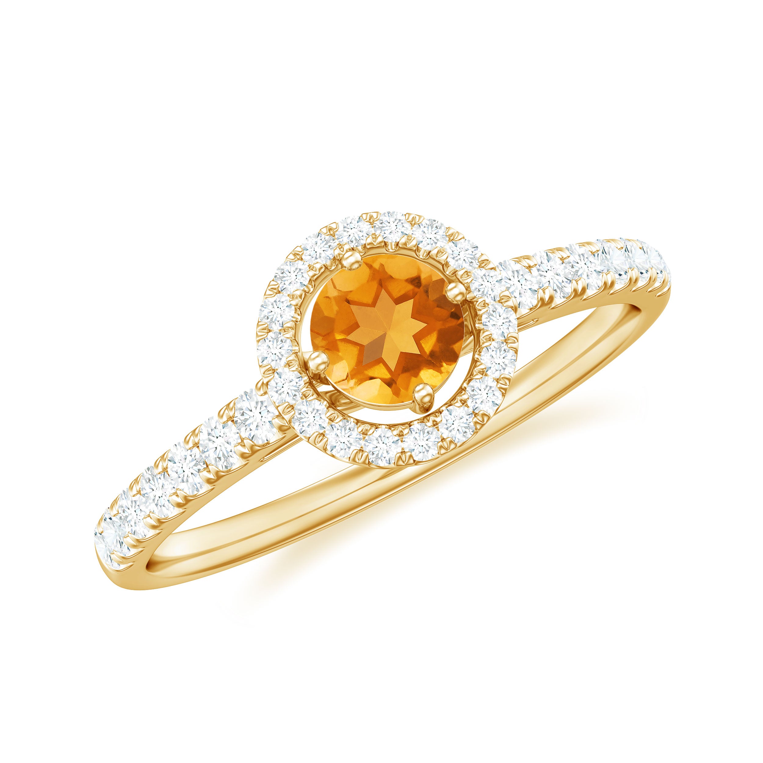 0.75 CT Citrine and Diamond Halo Engagement Ring Citrine - ( AAA ) - Quality - Rosec Jewels