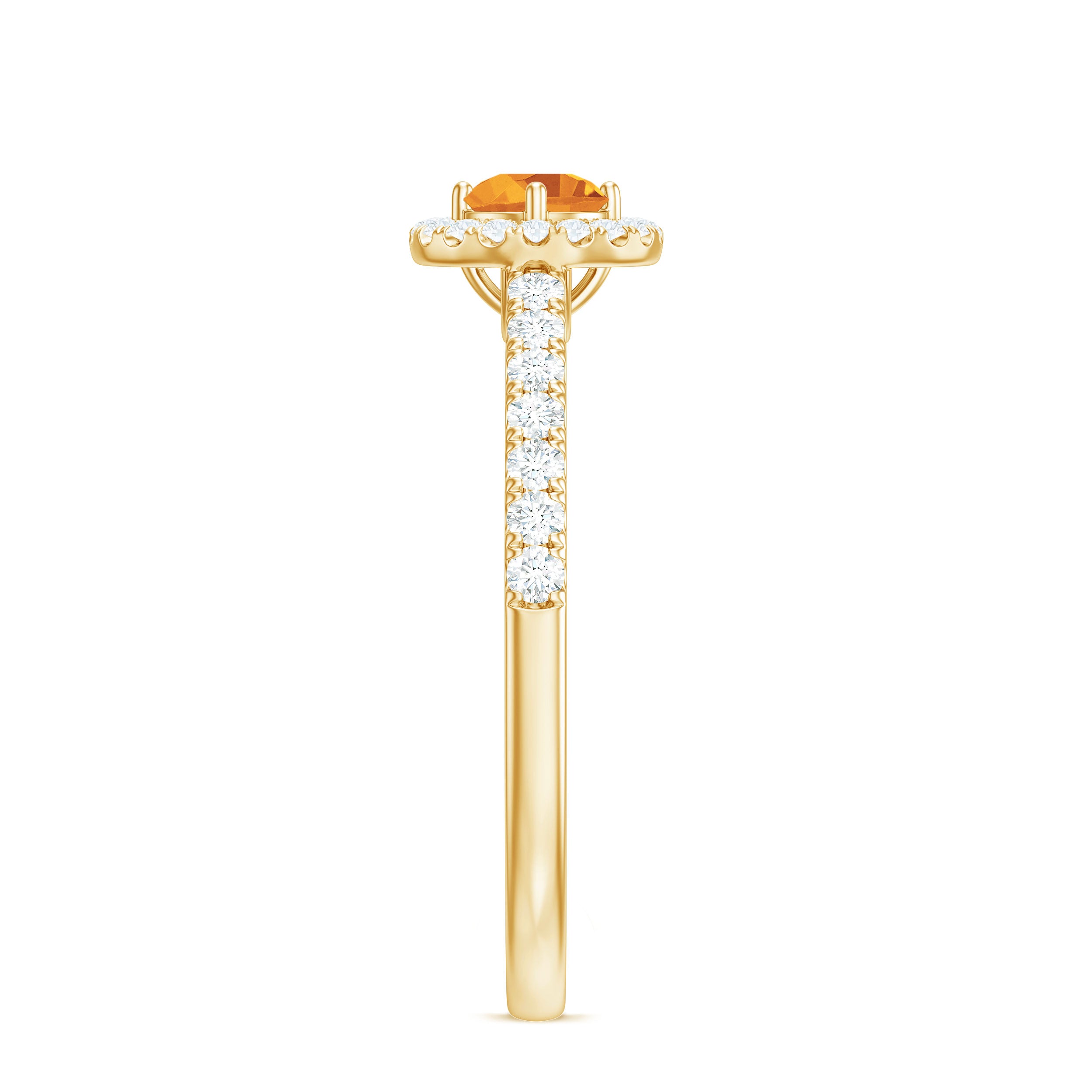 0.75 CT Citrine and Diamond Halo Engagement Ring Citrine - ( AAA ) - Quality - Rosec Jewels