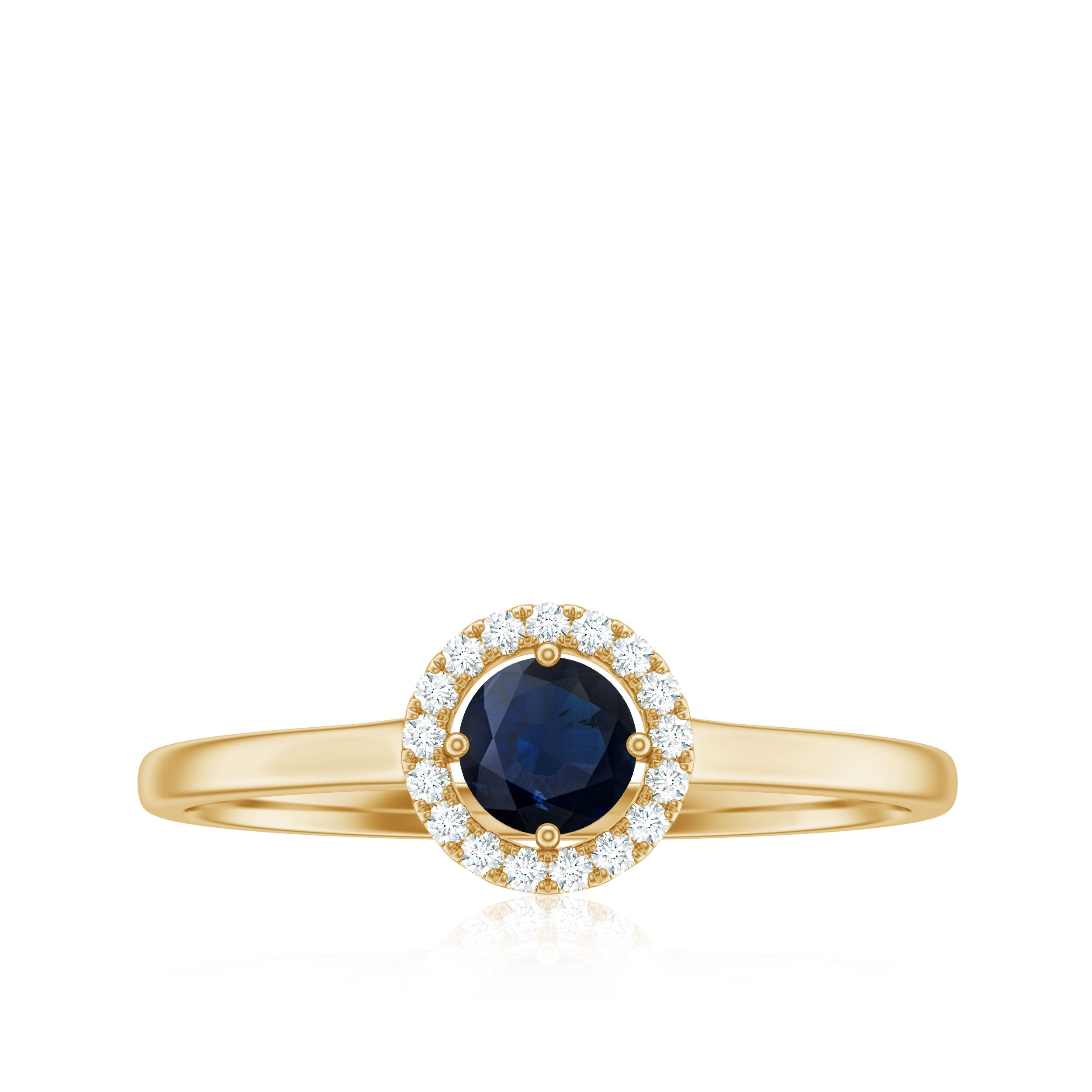 Dainty Blue Sapphire and Diamond Floating Halo Ring Blue Sapphire - ( AAA ) - Quality - Rosec Jewels