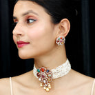 Multi Gemstone Polki Jewelry Set with Diamond and Pearl - Rosec Jewels